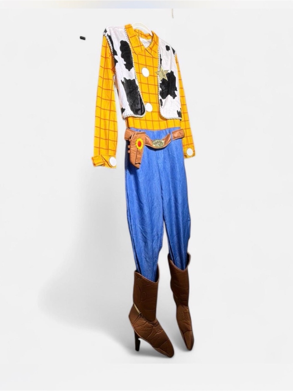 Cowgirl-Inspired Yellow & Blue Men's Jumpsuit with Western Vest
